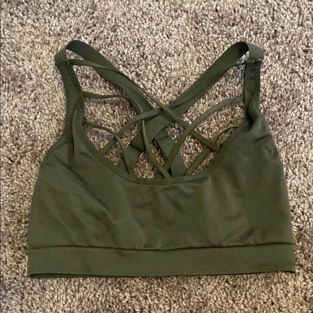 Victoria's Secret Dark Green Crisscross Sports Bra